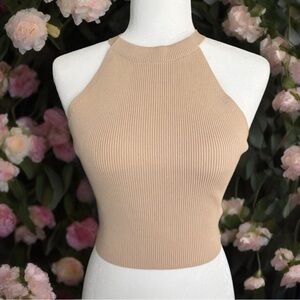 ZARA ribbed halter top with 2 back tie closures. Stretch fit, size M